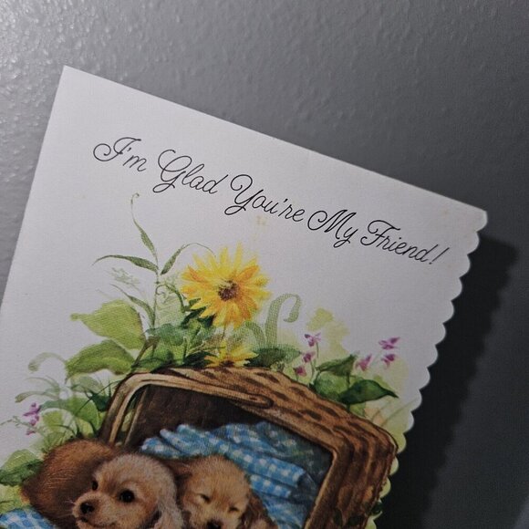 3 VTG Happy Birthday Greeting Cards Lot Floral Lake Birds Puppies NEVER USED - Picture 9 of 10